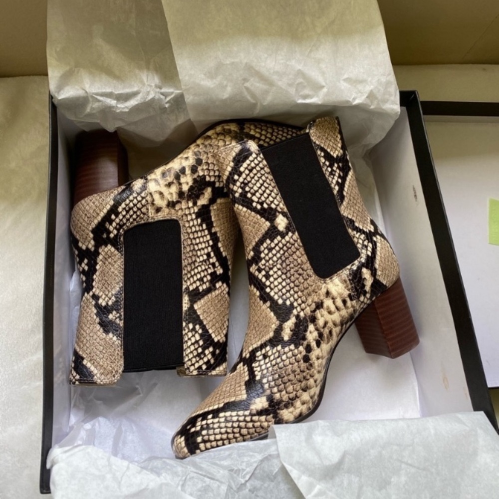 Willa Snake Embossed Leather Stacked-Heeled Boots